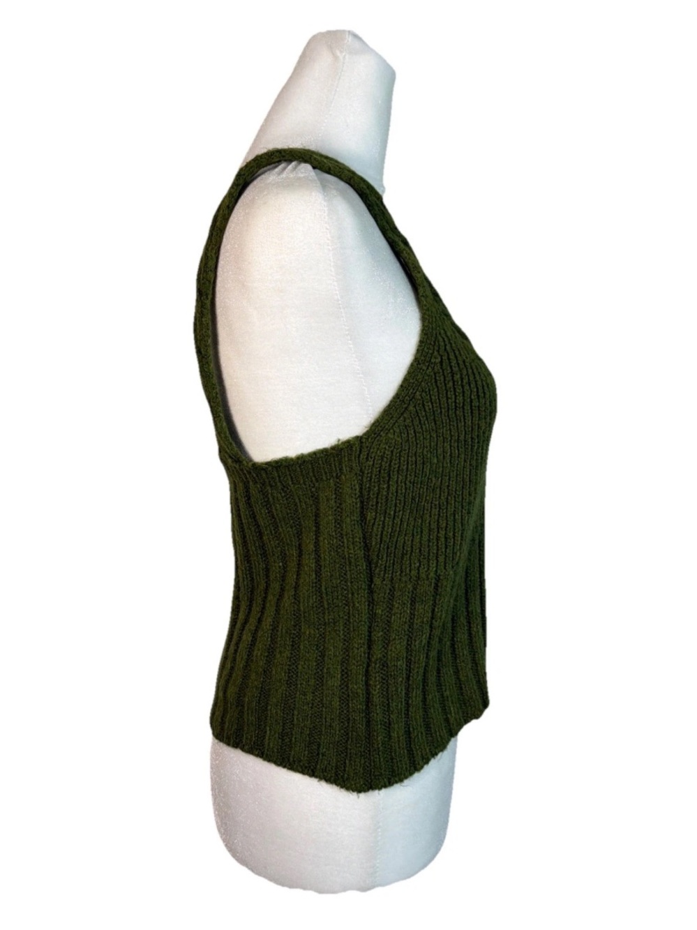 Anthropologie Rib Knit Crop Tank Top Green Sweater Size Medium - Picture 13 of 16
